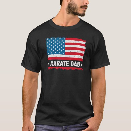 空手パパアメリカ米国国旗パトリオヴィンテージ Tシャツ (正面)