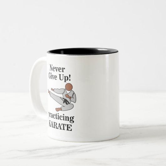 空手ブラックベルトは与え決して武術芸術 ツートーンマグカップ (正面左)