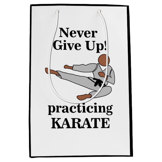 空手ブラックベルトは与え決して武術芸術 ミディアムペーパーバッグ (正面)