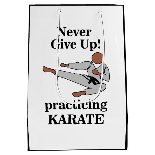 空手ブラックベルトは与え決して武術芸術 ミディアムペーパーバッグ (裏面)