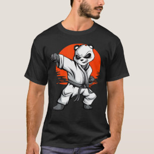 空手ブラックベルトパンダ武術アーツスポ日本のール Tシャツ