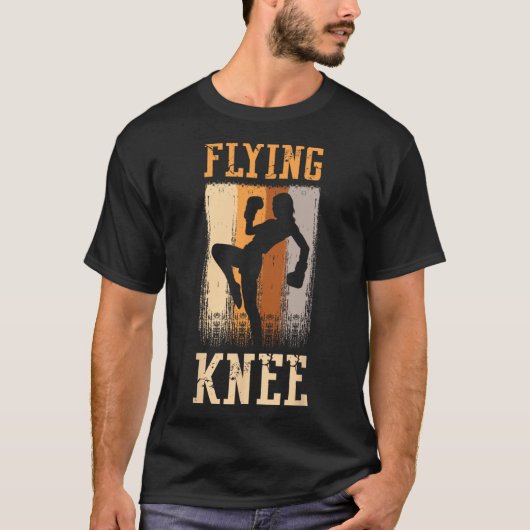 空手プロの飛び膝蹴り防御パンチ Tシャツ (正面)
