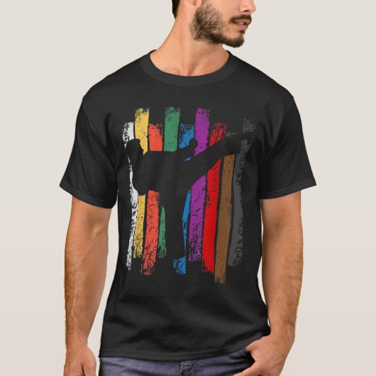 空手ベルトの色のシルエット Tシャツ (正面)