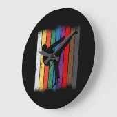 空手ベルトカラーシルエット ラージ壁時計 (傾斜)