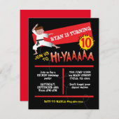 空手ボーイキックレッドバースデーパーティーの招待 招待状 (正面/裏面)