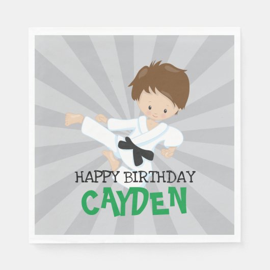 空手ボーイグリーン武術アーツ誕生日 スタンダードランチョンナプキン (正面)
