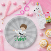 空手ボーイグリーン武術アーツ誕生日 ペーパープレート (パーティー)