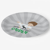 空手ボーイグリーン武術アーツ誕生日 ペーパープレート (アングル)