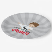 空手ボーイレッド武術アーツ誕生日紙プレート ペーパープレート (アングル)