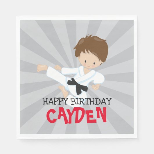空手ボーイレッド武術アーツ誕生日 スタンダードランチョンナプキン (正面)