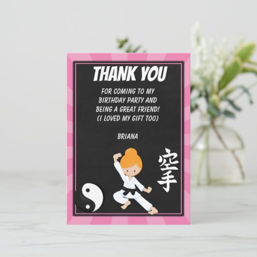 空手レッドヘアガールバースデーパーティーありがとうInvi 招待状 (スタンド正面)