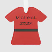 空手レッド制服黒帯 オーナメント (裏面)