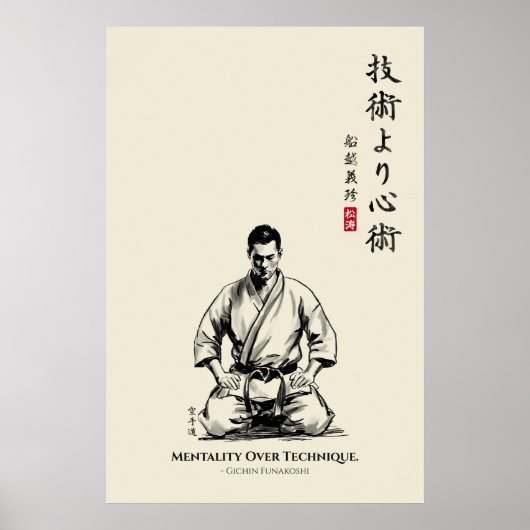 空手五訓 - 技術より心術 ポスター (正面)