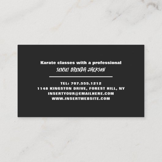 空手先生空手ベルト 名刺 (裏面)