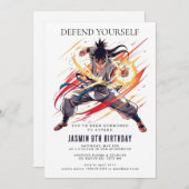 空手子供の誕生日パーティー 招待状 (正面/裏面)