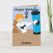 空手少年 誕生日おめでとうぬりえ カード (正面)