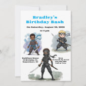 空手忍者ボーイズ誕生日Bash 招待状 (正面)