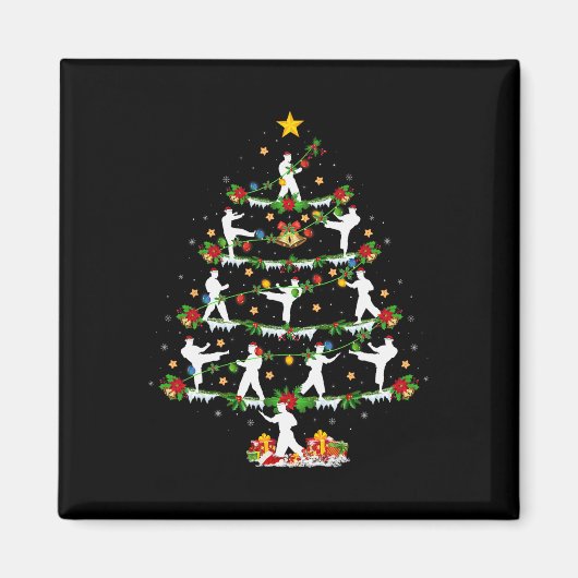 空手愛好家のためのクリスマス ライト 空手 クリスマス マグネット (正面)