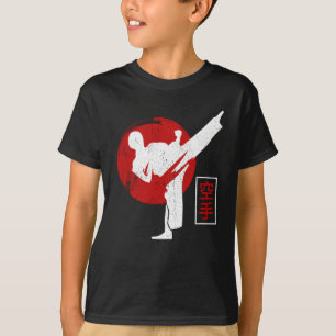 空手戦士黒帯空手キック Tシャツ