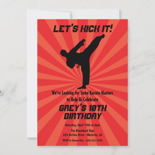 空手招待状、道場招待状 招待状 (正面)