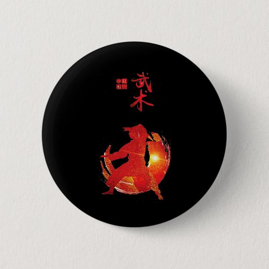 空手指導者 空手生徒 空手 書道 缶バッジ (正面)