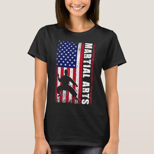 空手武術アーツアメリカ国旗Patriotic Gi Tシャツ (正面)