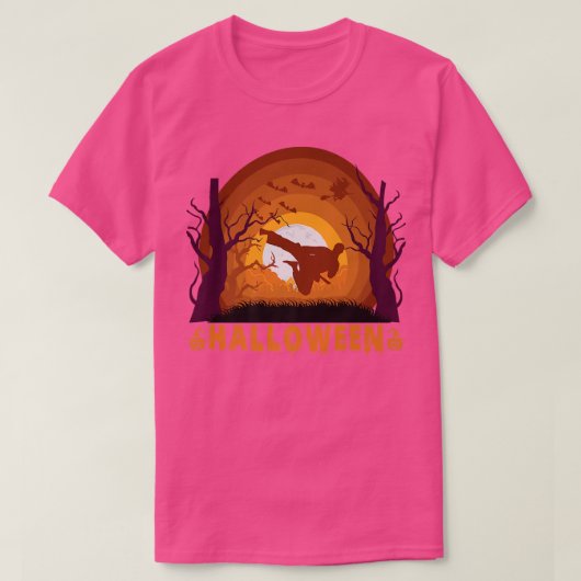 空手武術アーツアンドムーンシルエットおもしろいホール Tシャツ (デザイン正面)