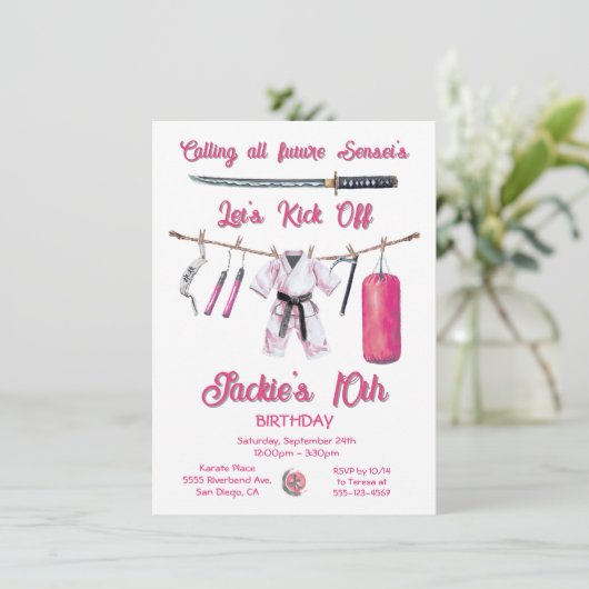 空手武術アーツガールバースデーパーティー 招待状 (スタンド正面)