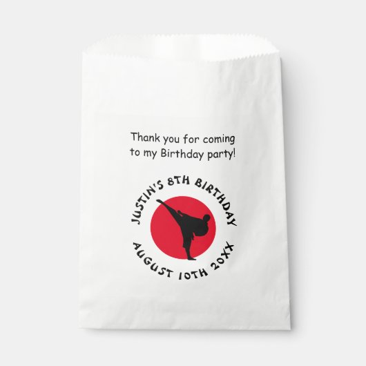 空手武術アーツテーマ子供の誕生日パーティー フェイバーバッグ (正面)