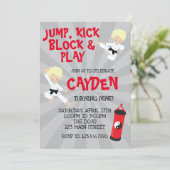 空手武術アーツレッド&ブラック誕生日インヴィット 招待状 (スタンド正面)