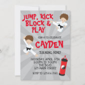 空手武術アーツレッド&ブラック誕生日 招待状 (正面)