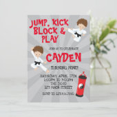 空手武術アーツレッド&ブラック誕生日 招待状 (スタンド正面)