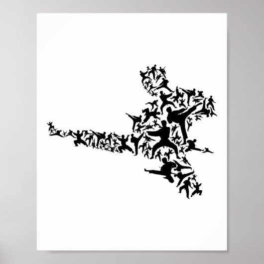 空手武術アーツ飛んでいるキックボクシングキックボクサーT ポスター (正面)