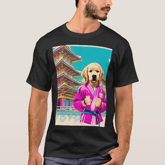 空手犬 - もふもふファイター - ワッフー・フーの奇跡 Tシャツ (正面)