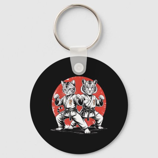 空手猫トラ空手着日本グッズ キーホルダー (正面)