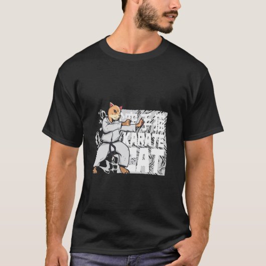 空手猫 - おもしろい武道 Tシャツ (正面)