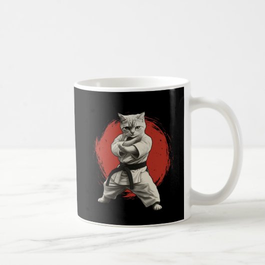 空手猫 マーシャルアーツマスター 面白い猫 コーヒーマグカップ (右)