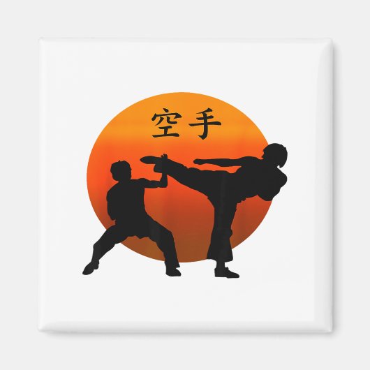 空手着と日の丸の二人の空手家 マグネット (正面)