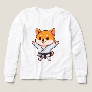 空手着の喜ぶキャラクター子犬