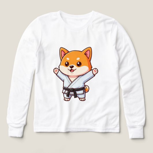 空手着の喜ぶキャラクター子犬 (デザイン正面)