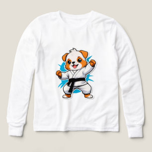 空手着の喜ぶキャラクター子犬