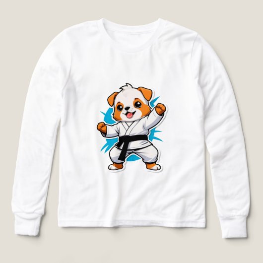 空手着の喜ぶキャラクター子犬 (デザイン正面)