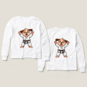 空手着の喜ぶキャラクター子犬 (デザイン 正面&背面)