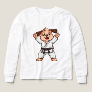 空手着の喜ぶキャラクター子犬