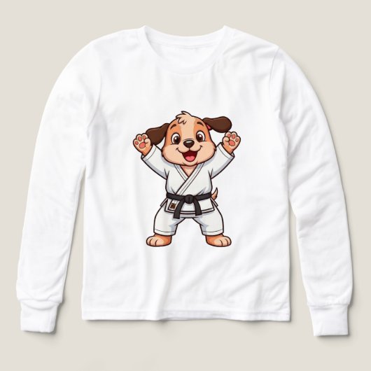 空手着の喜ぶキャラクター子犬 (デザイン正面)