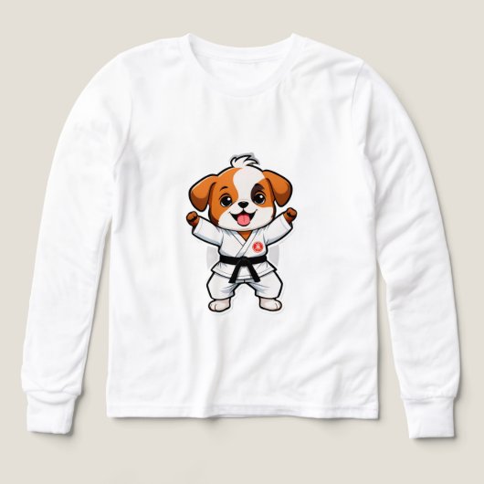 空手着の喜ぶキャラクター子犬 (デザイン正面)