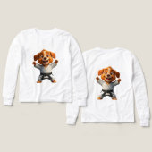 空手着の喜ぶキャラクター子犬 (デザイン 正面&背面)