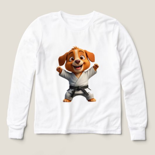 空手着の喜ぶキャラクター子犬 (デザイン正面)