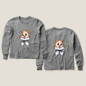 空手着の喜ぶキャラクター子犬 (デザイン 正面＆背面)