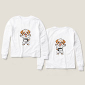 空手着の喜ぶキャラクター子犬 (デザイン 正面&背面)